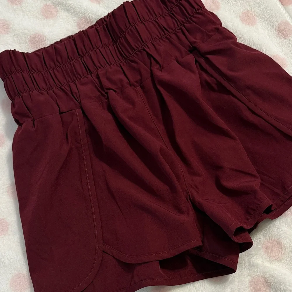 Maroon High Waisted Athletic Shorts - Picture 2 of 4